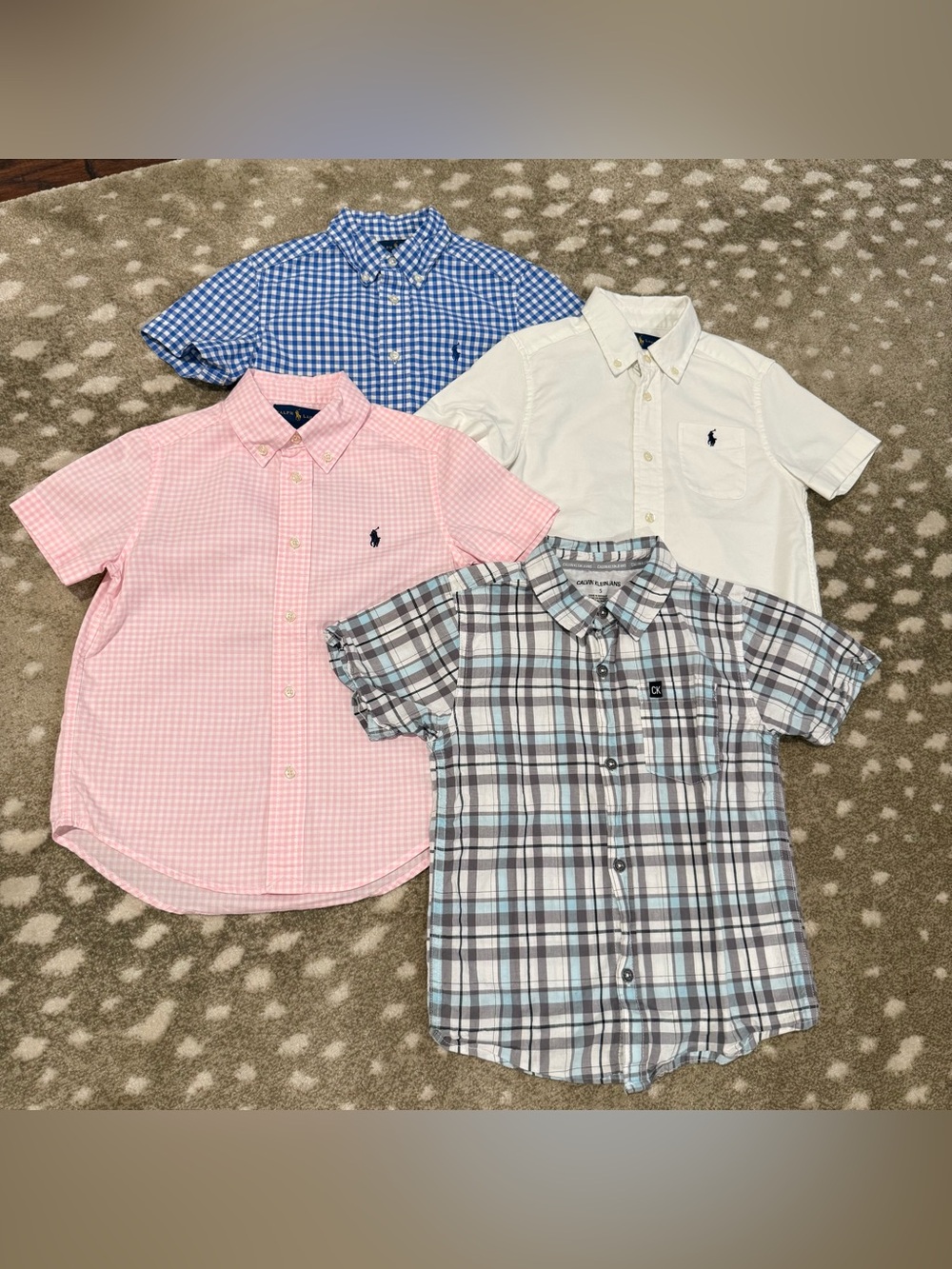 Bundle (4) Ralph Lauren/Calvin Klein Short-Sleeve Button-Down Shirts. Size 5